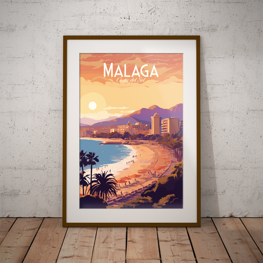 Málaga - Playa | Cartel de Viaje