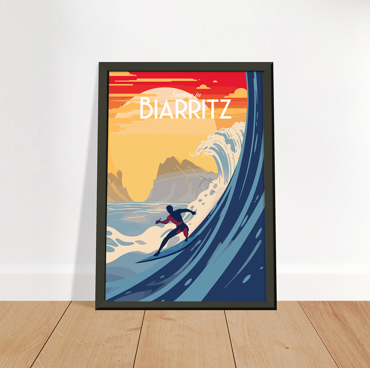 Biarritz - Surf poster by bon voyage design