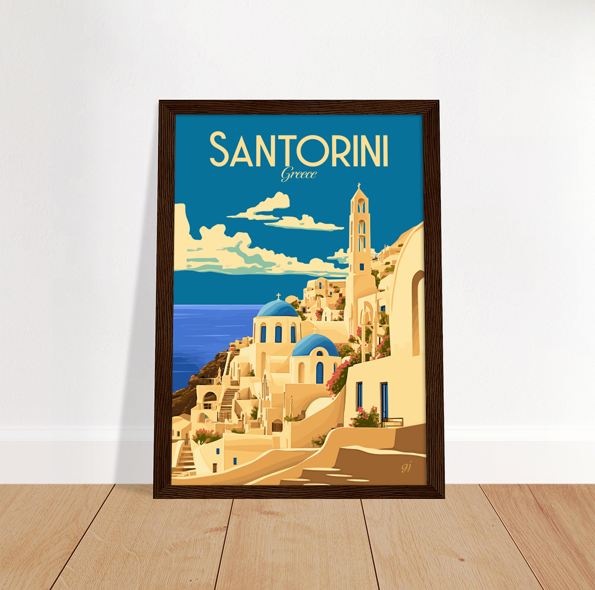 Santorini poster by bon voyage design