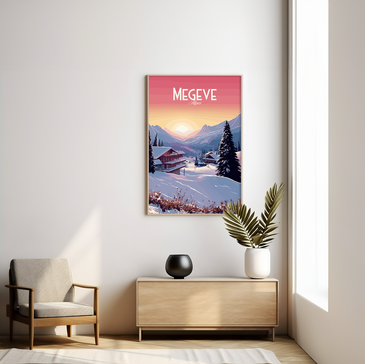 Megeve - Village poster by bon voyage design