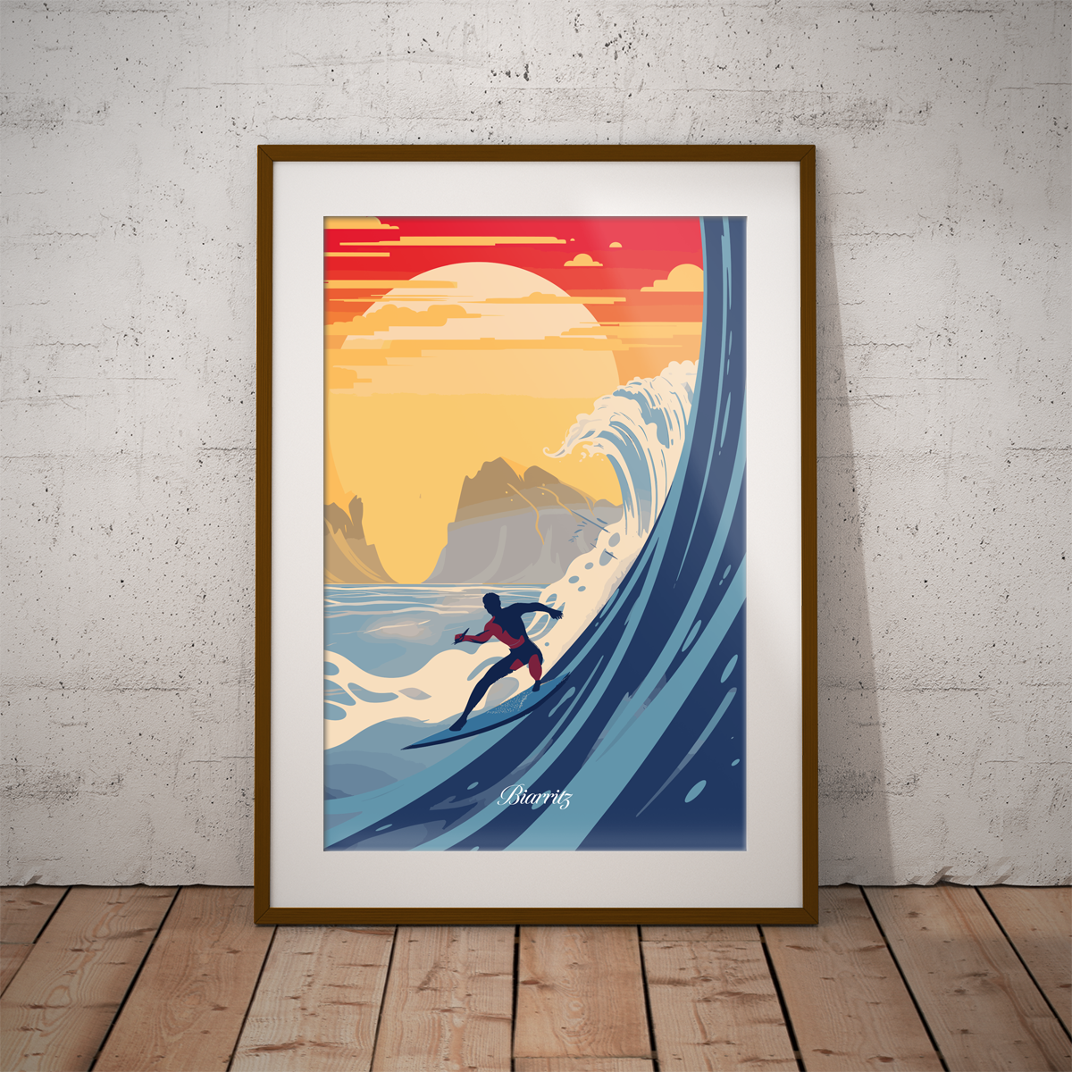 Biarritz - Surf poster by bon voyage design